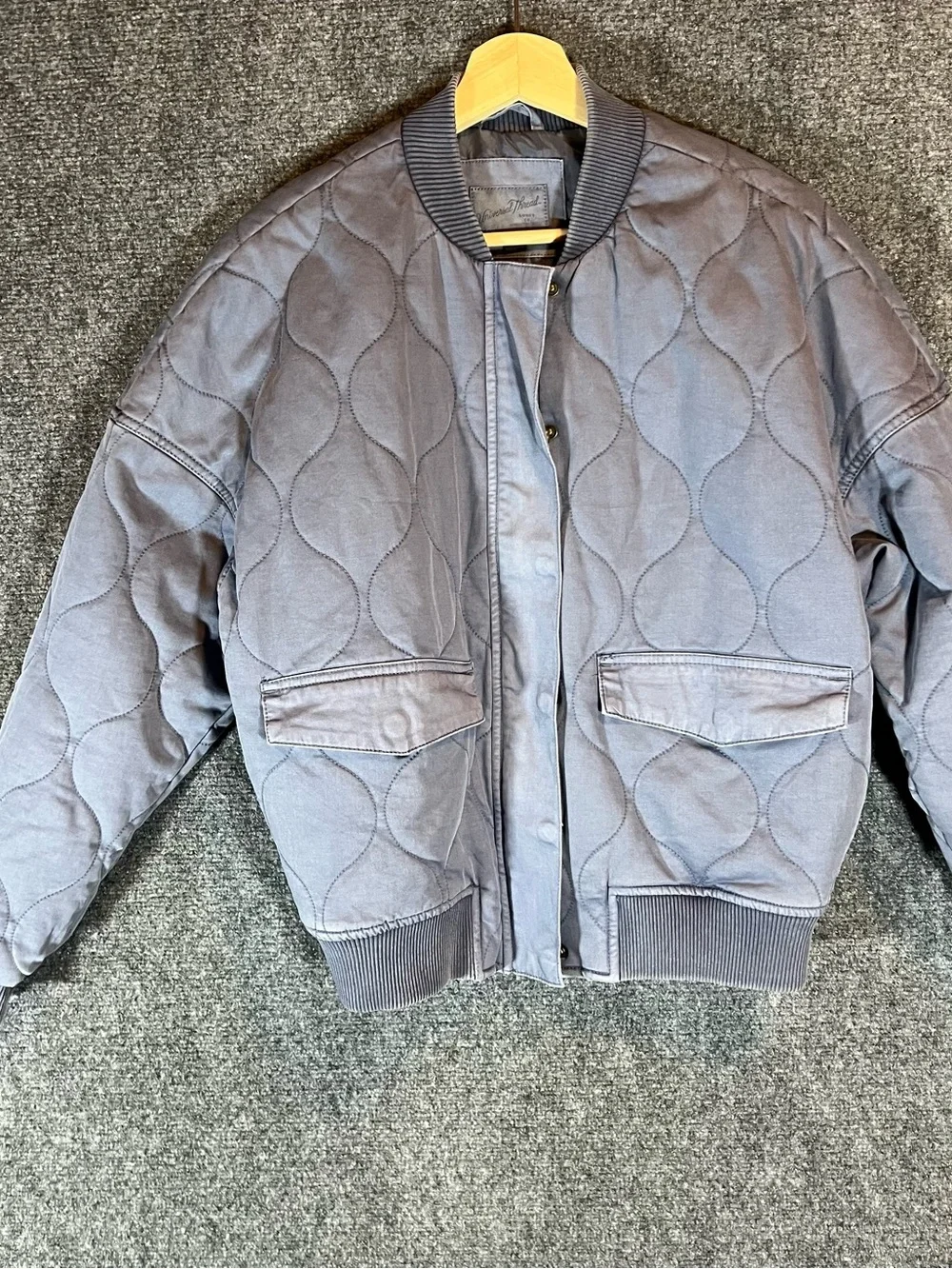 Quilted Bomber Jacket - Dusty Blue